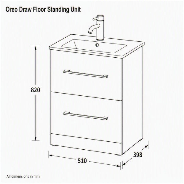 Oreo 500mm 2 Drawer Floor Unit
