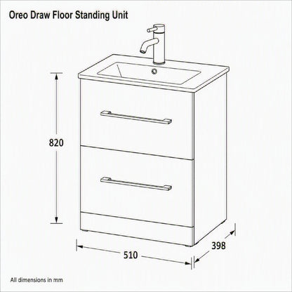 Oreo 500mm 2 Drawer Floor Unit