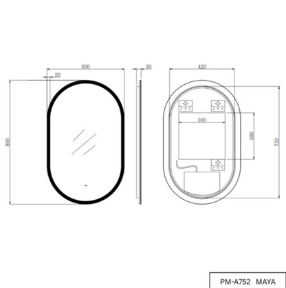 MAYA 500×800 LED Mirror